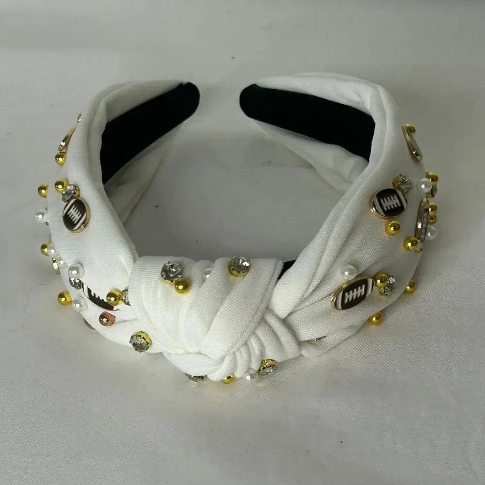 Handmade white tailgating embellishments